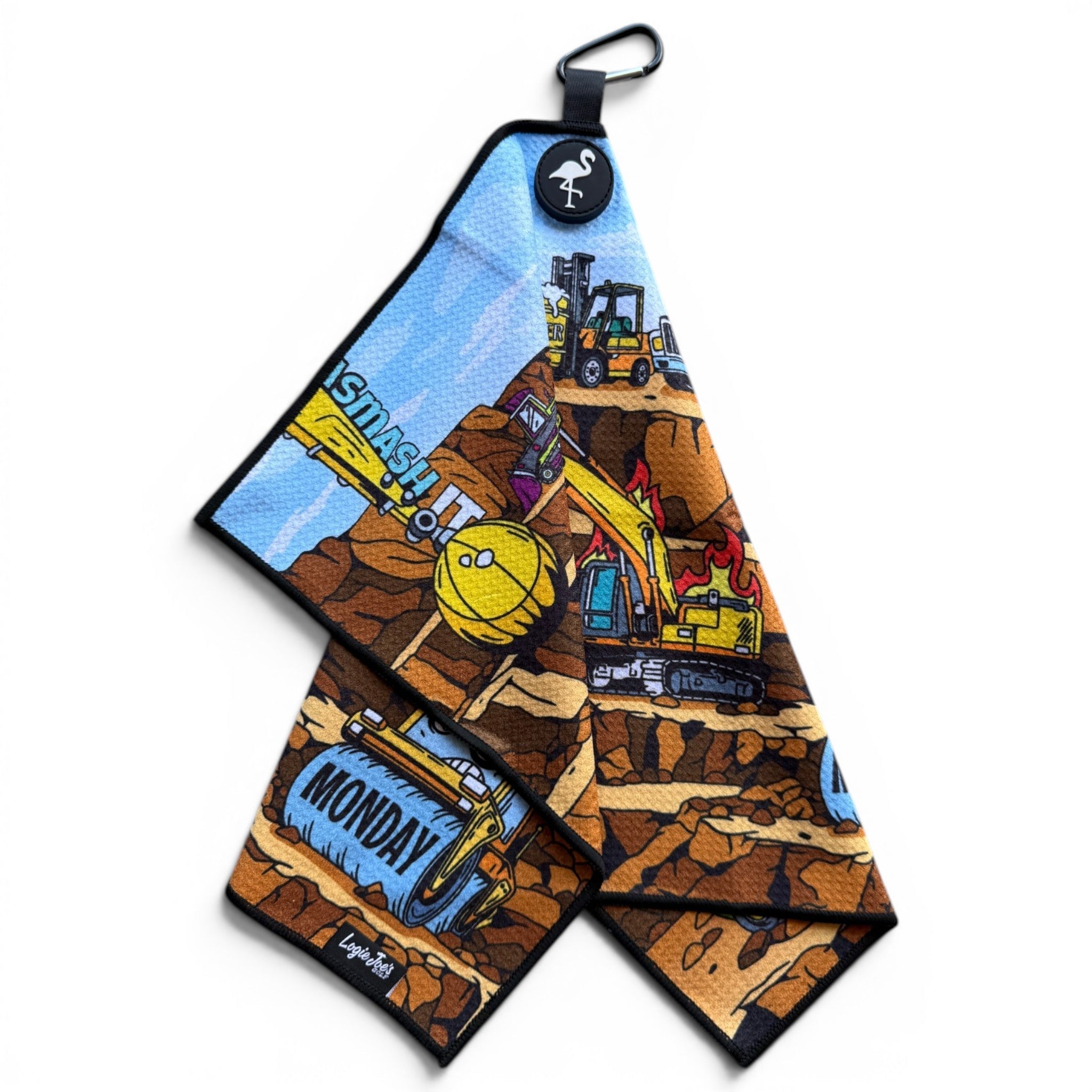 The Wrecking Crew Golf Towel | 24” x 16” Microfiber Towel | Magnetic Clip & Carabiner | Premium Golf Accessory - STAND OUT FLEXSARAH