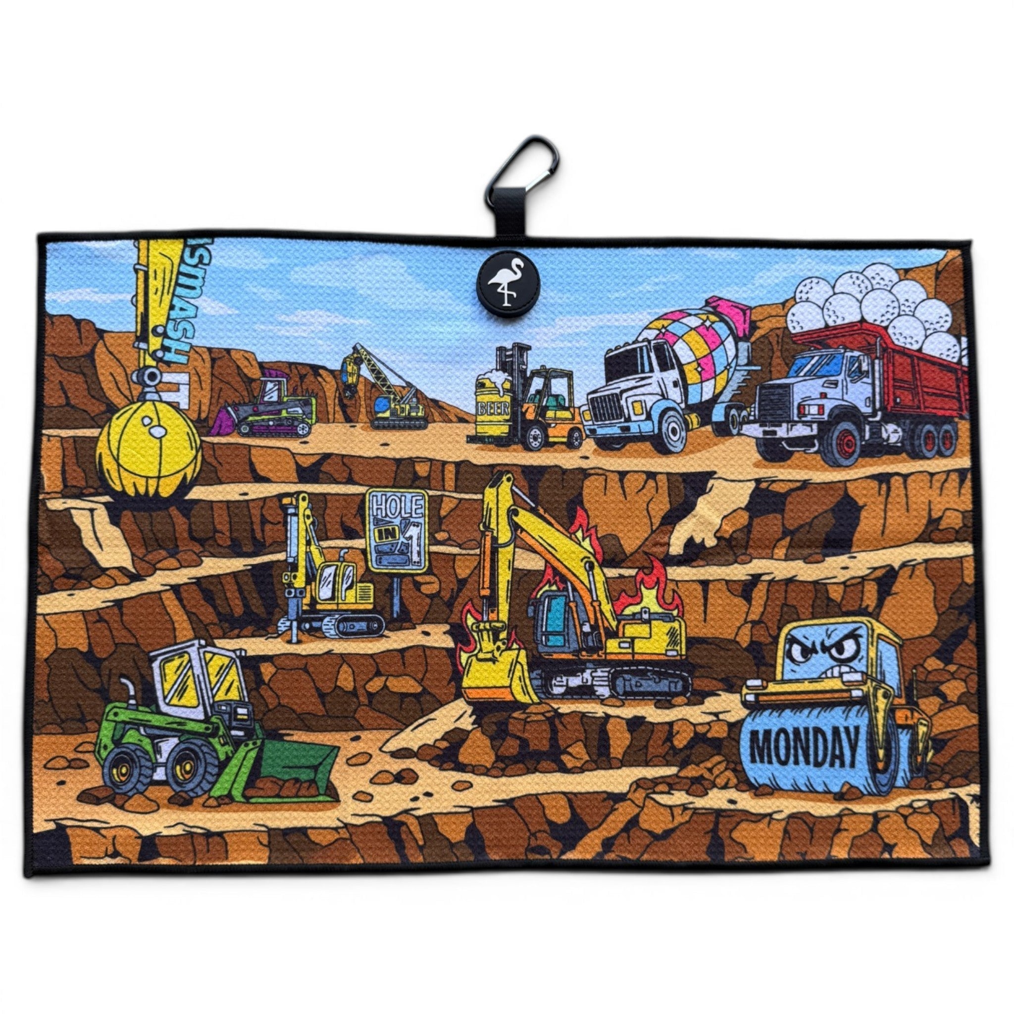 The Wrecking Crew Golf Towel | 24” x 16” Microfiber Towel | Magnetic Clip & Carabiner | Premium Golf Accessory - STAND OUT FLEXSARAH