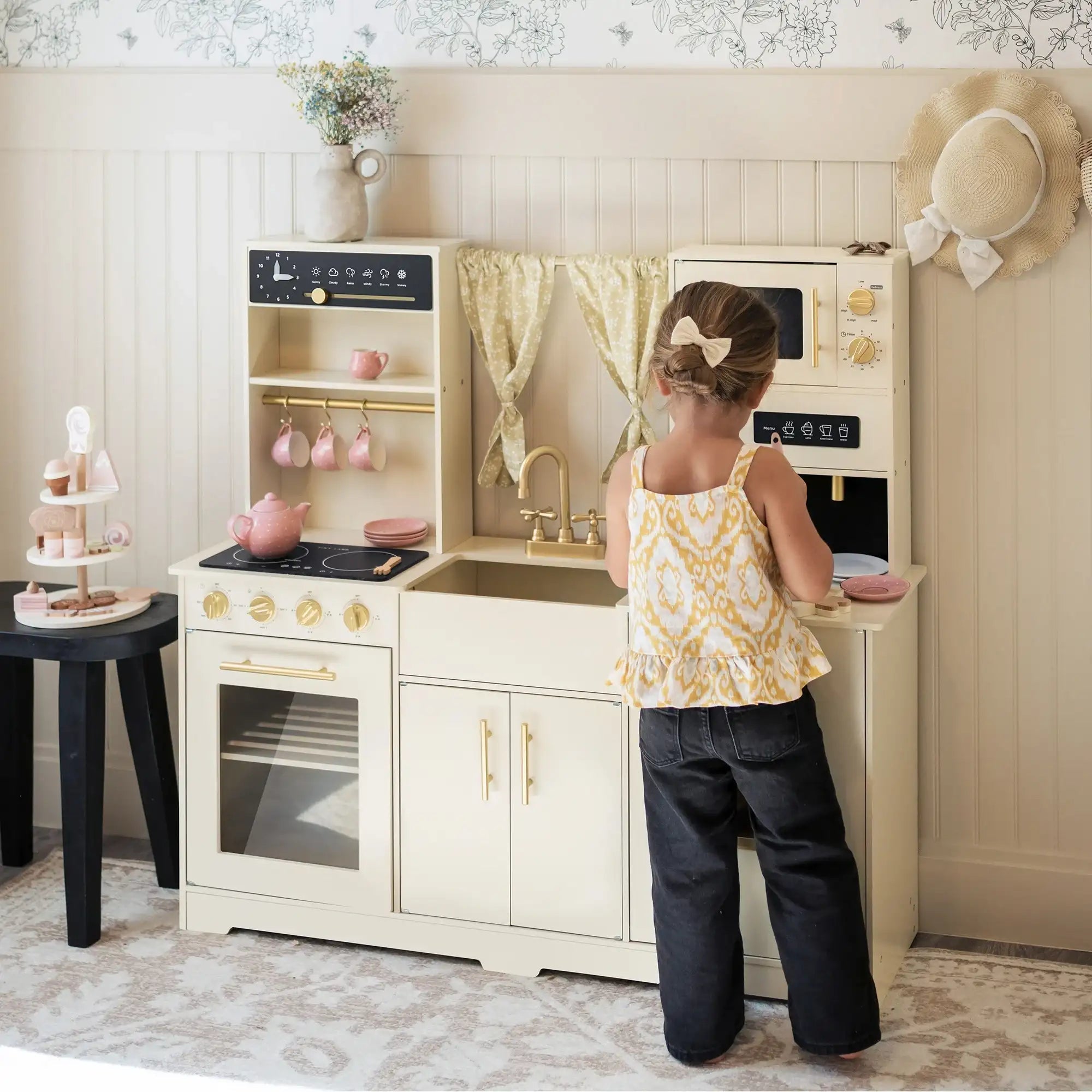 Tiny Land® Iconic Wooden Play Kitchen – Cream Pretend Cooking Set for Kids - STAND OUT FLEXSARAH