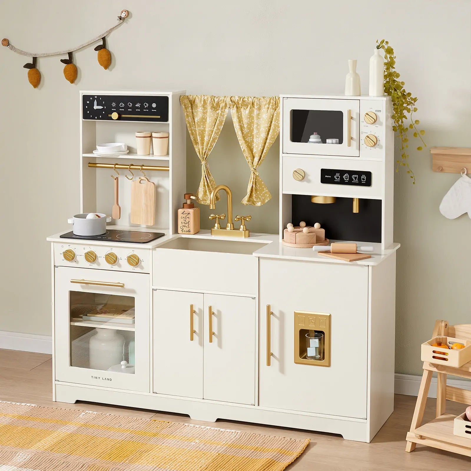 Tiny Land® Iconic Wooden Play Kitchen – Cream Pretend Cooking Set for Kids - STAND OUT FLEXSARAH