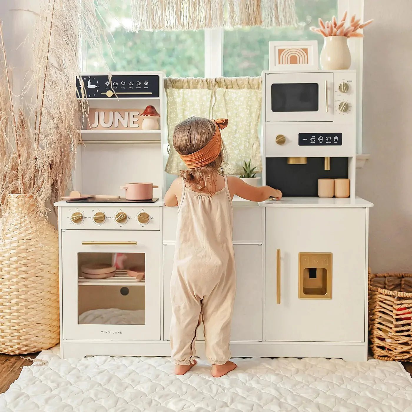 Tiny Land® Iconic Wooden Play Kitchen – Cream Pretend Cooking Set for Kids - STAND OUT FLEXSARAH