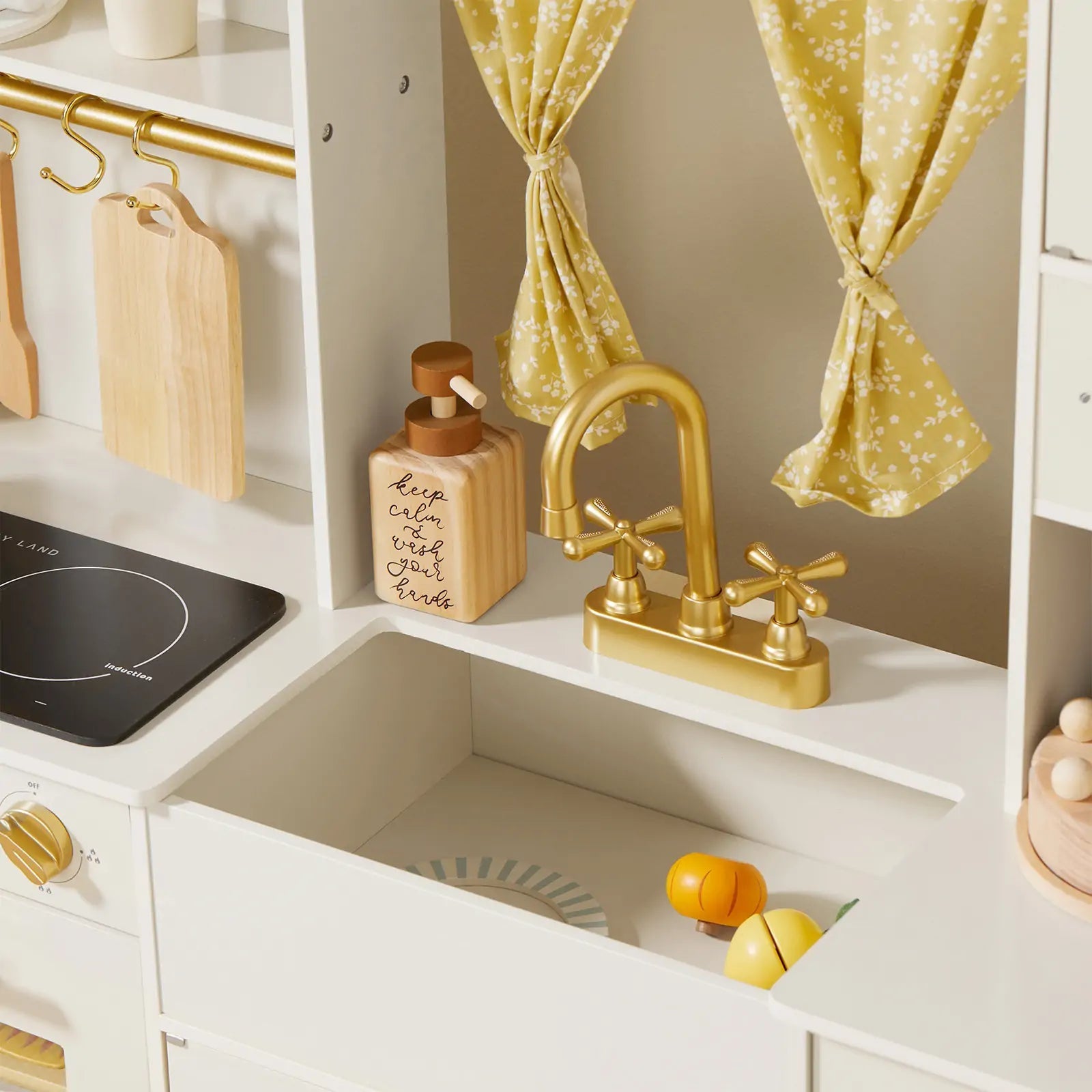 Tiny Land® Iconic Wooden Play Kitchen – Cream Pretend Cooking Set for Kids - STAND OUT FLEXSARAH