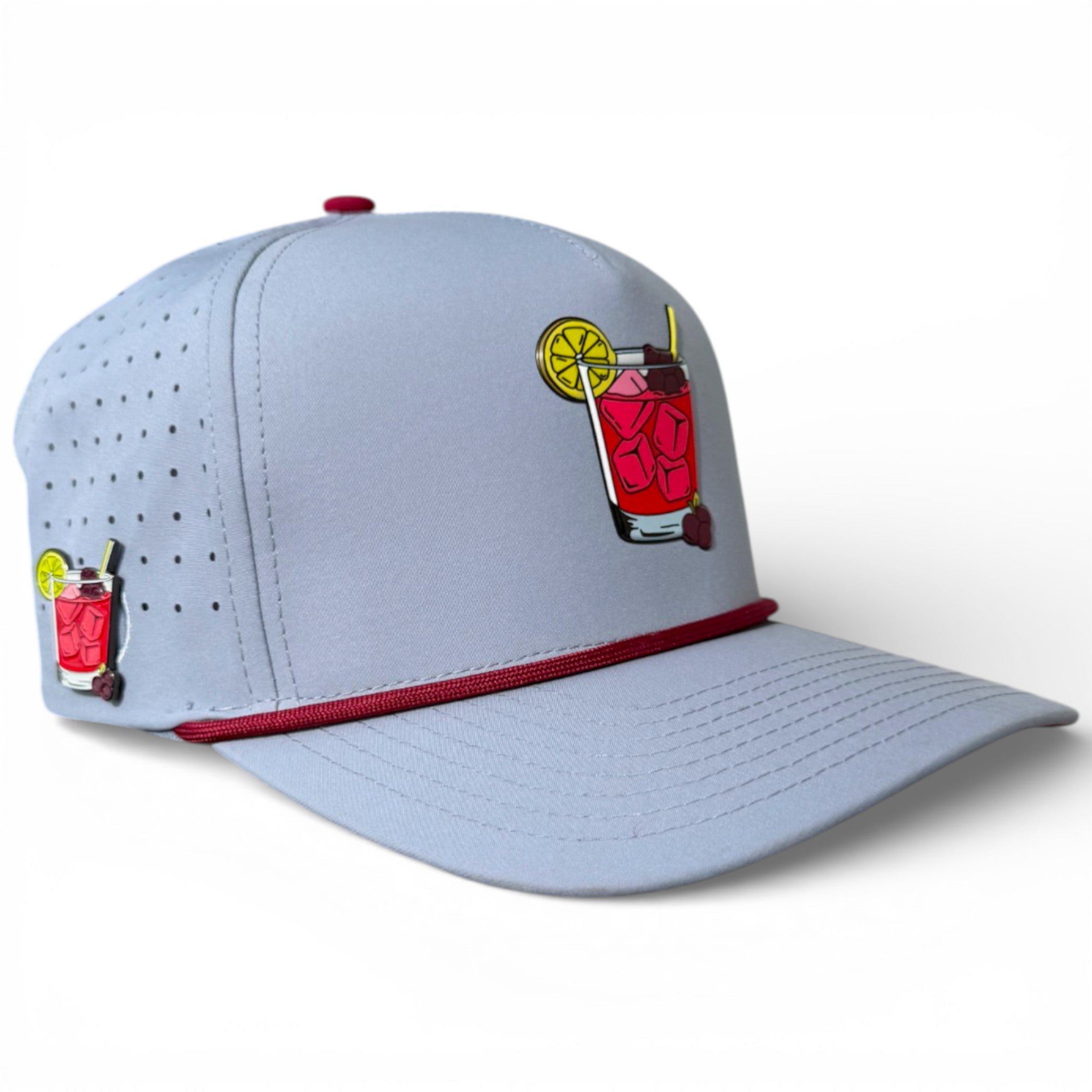 Transfusion Golf Hat | Snapback Cap | Built-in Magnetic Ball Marker Holder + Marker Included | Adjustable Light Gray - STAND OUT FLEXSARAH