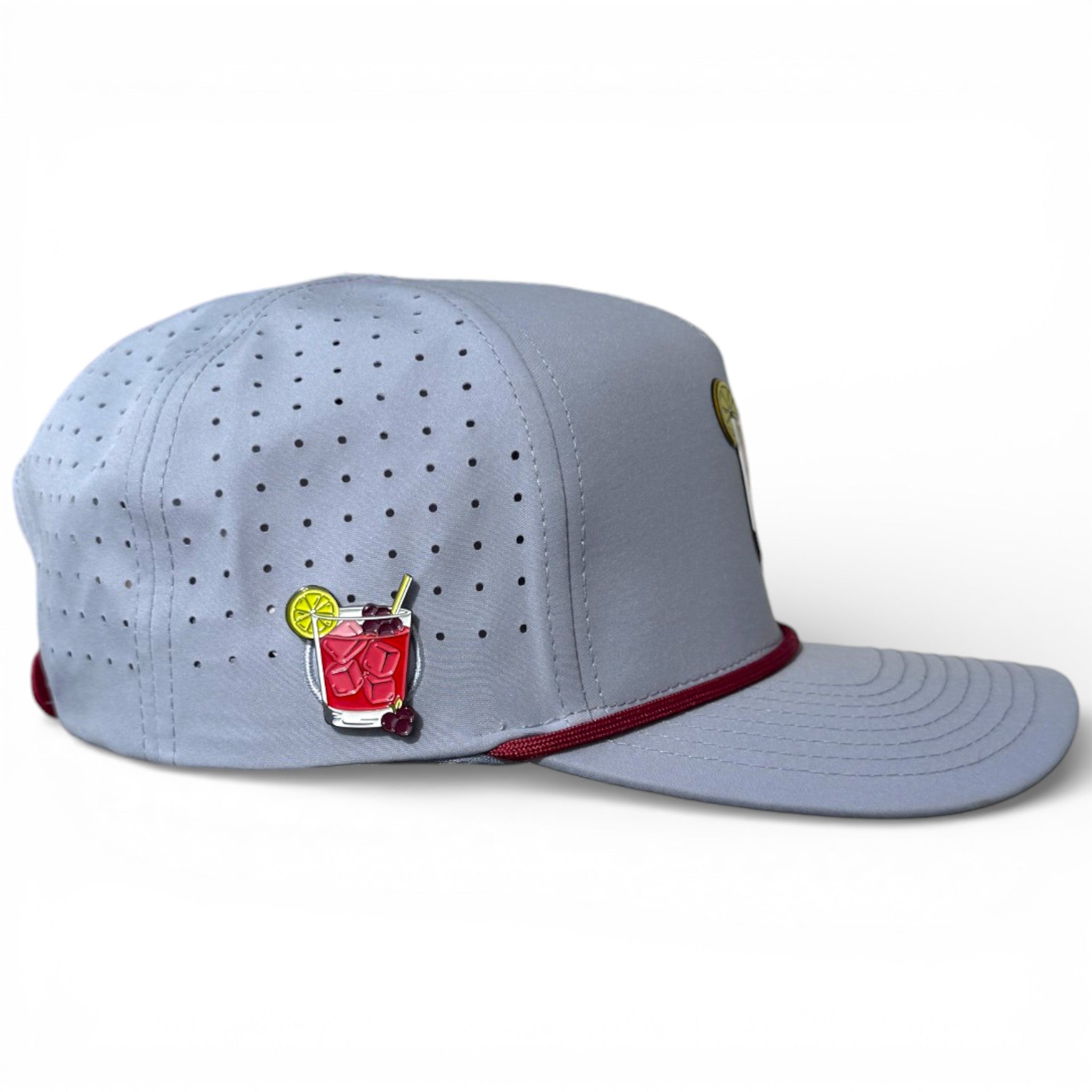 Transfusion Golf Hat | Snapback Cap | Built-in Magnetic Ball Marker Holder + Marker Included | Adjustable Light Gray - STAND OUT FLEXSARAH