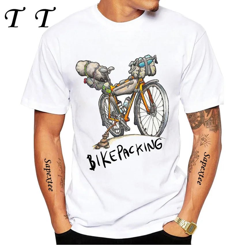 Travel On Gravel Bikepacking Print T-Shirt Summer Men Short Sleeve Funny Bicycle Sport Boy Tops Anatomy Bike Cycling Casual Tees - STAND OUT FLEXSARAH