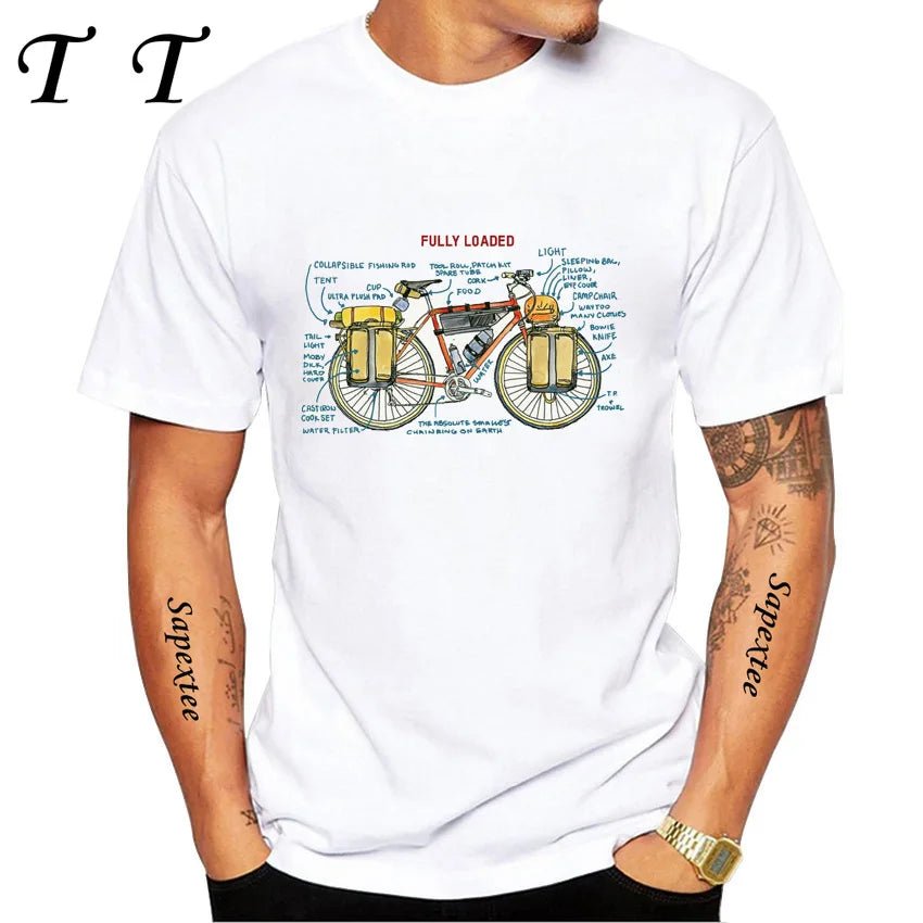 Travel On Gravel Bikepacking Print T-Shirt Summer Men Short Sleeve Funny Bicycle Sport Boy Tops Anatomy Bike Cycling Casual Tees - STAND OUT FLEXSARAH
