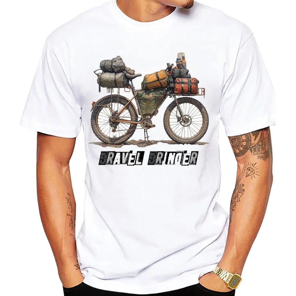 Travel On Gravel Bikepacking Print T-Shirt Summer Men Short Sleeve Funny Bicycle Sport Boy Tops Anatomy Bike Cycling Casual Tees - STAND OUT FLEXSARAH