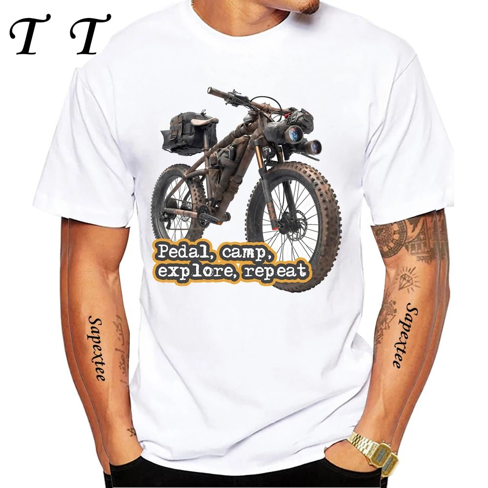 Travel On Gravel Bikepacking Print T-Shirt Summer Men Short Sleeve Funny Bicycle Sport Boy Tops Anatomy Bike Cycling Casual Tees - STAND OUT FLEXSARAH
