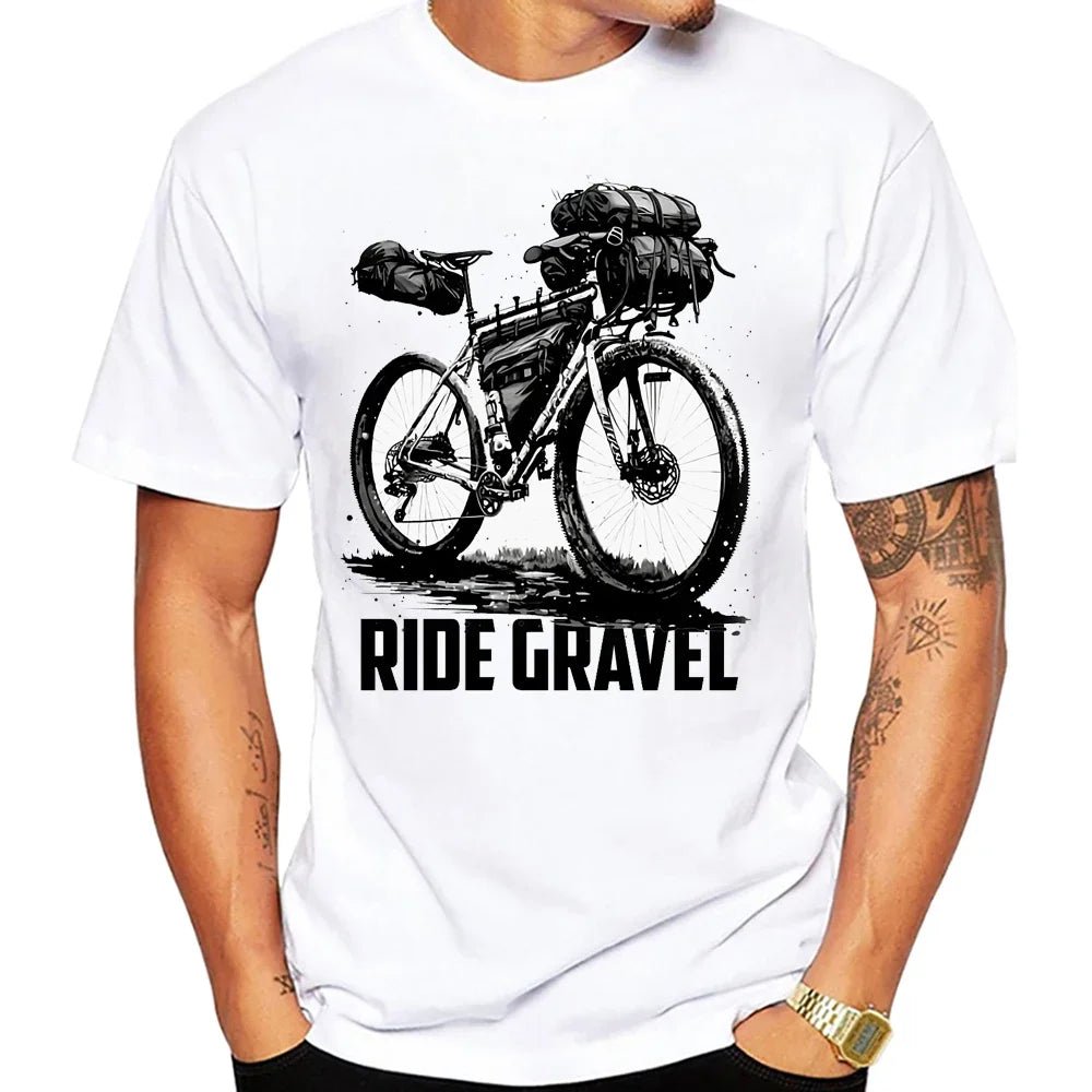 Travel On Gravel Bikepacking Print T-Shirt Summer Men Short Sleeve Funny Bicycle Sport Boy Tops Anatomy Bike Cycling Casual Tees - STAND OUT FLEXSARAH