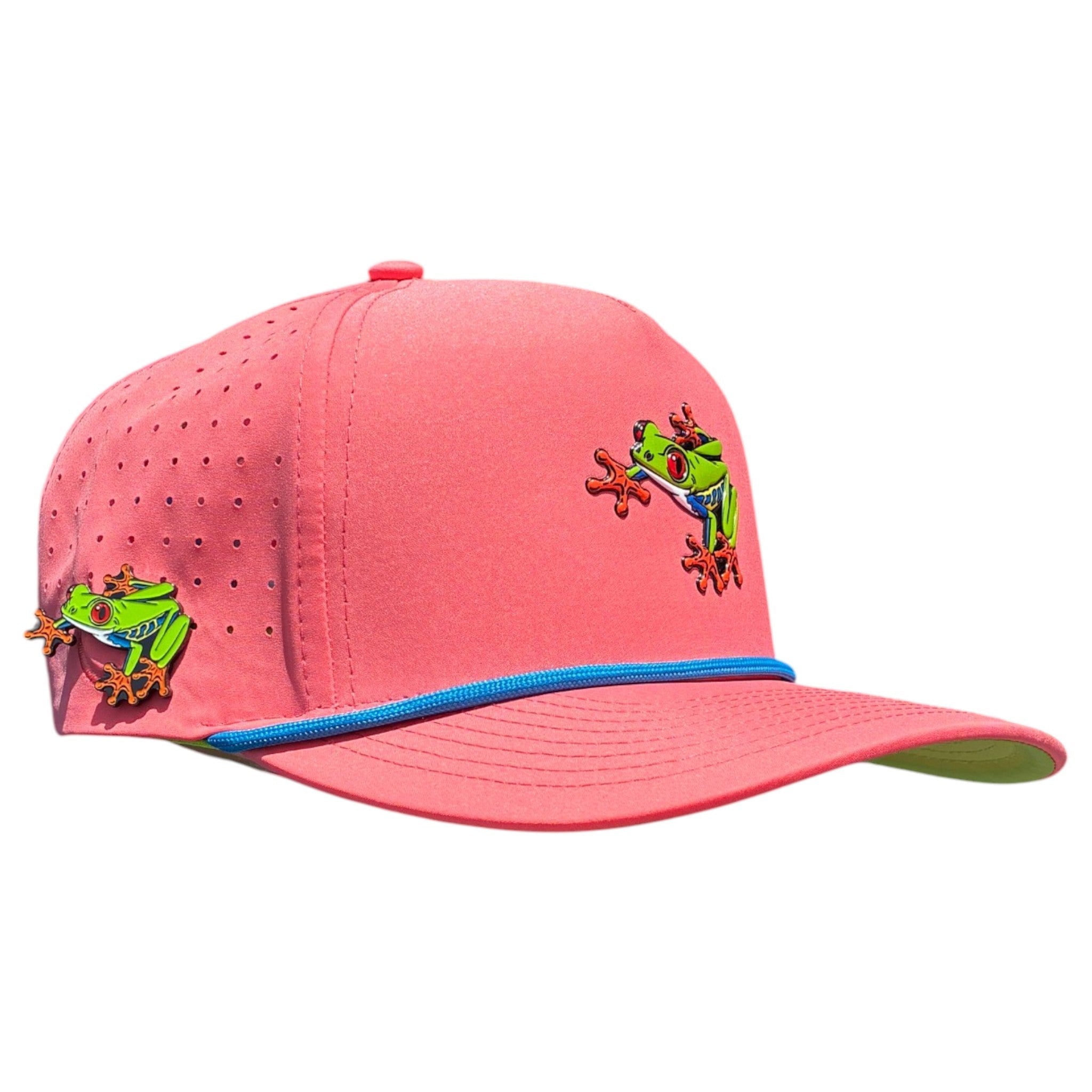 Tree Frog Golf Hat | Snapback Cap | Built-in Magnetic Ball Marker Holder + Marker Included | Adjustable | Red Eyed - STAND OUT FLEXSARAH