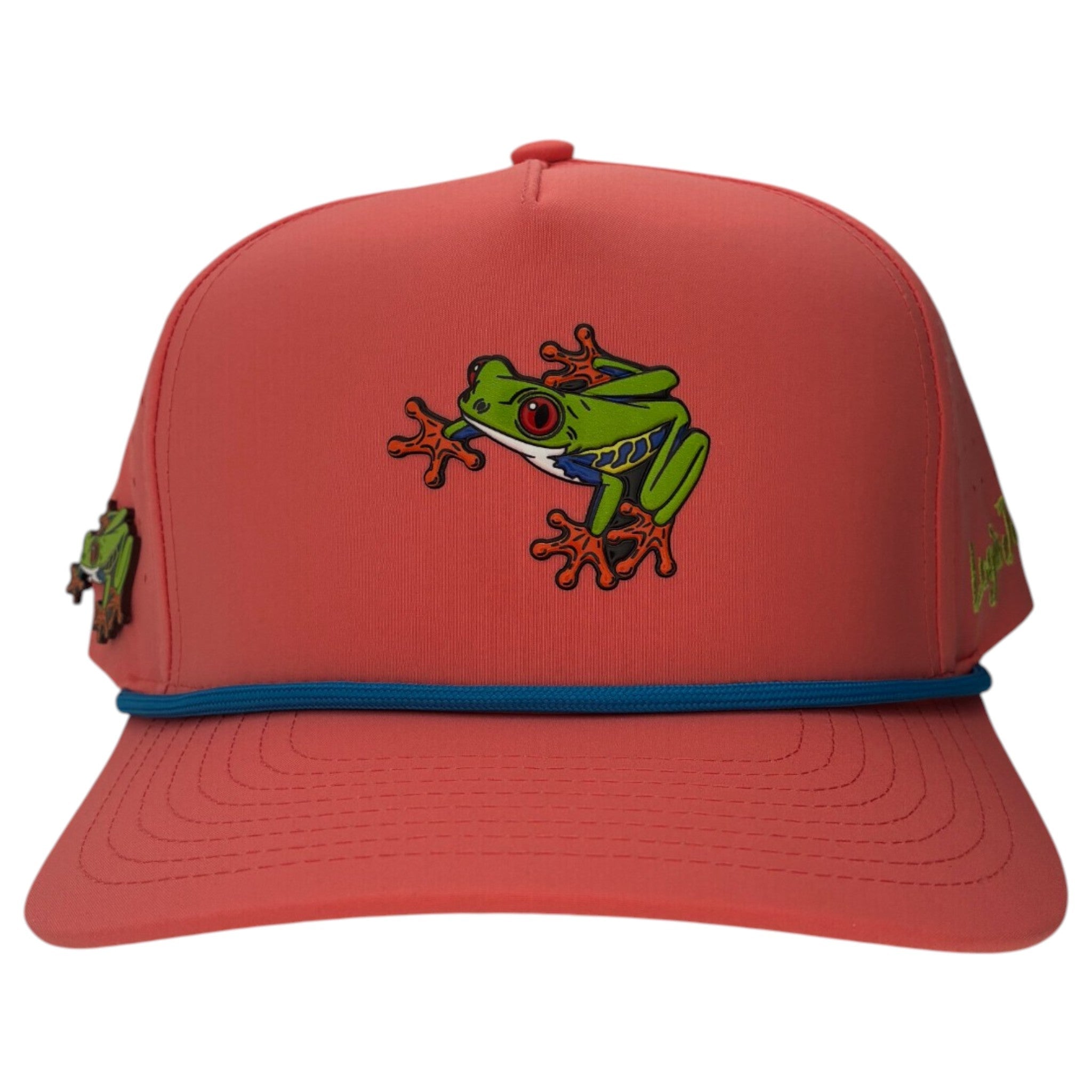 Tree Frog Golf Hat | Snapback Cap | Built-in Magnetic Ball Marker Holder + Marker Included | Adjustable | Red Eyed - STAND OUT FLEXSARAH