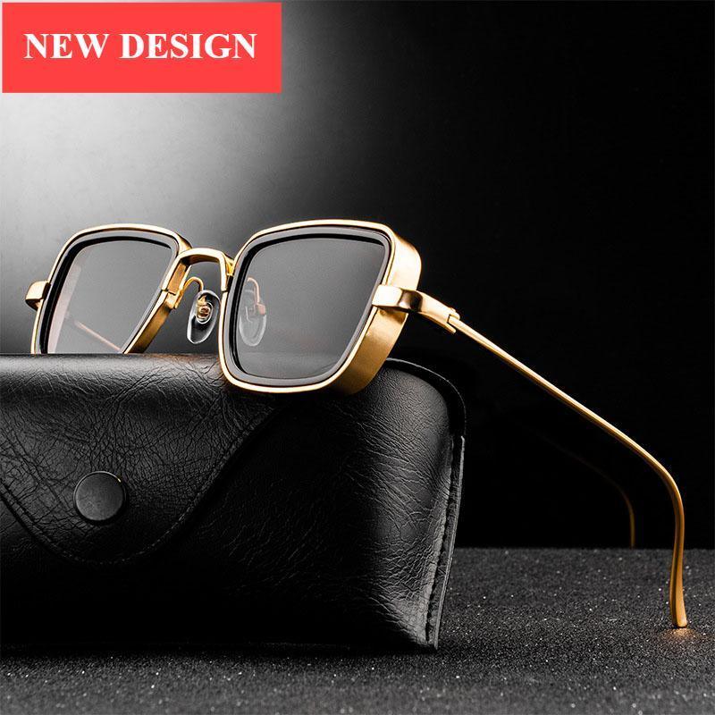 Trend Vintage Steampunk Sunglasses For Men Retro Metal Square Eyewear Trendy Brand Sunglasses For Mens In Elegant Luxury Retro Design - STAND OUT FLEXSARAH