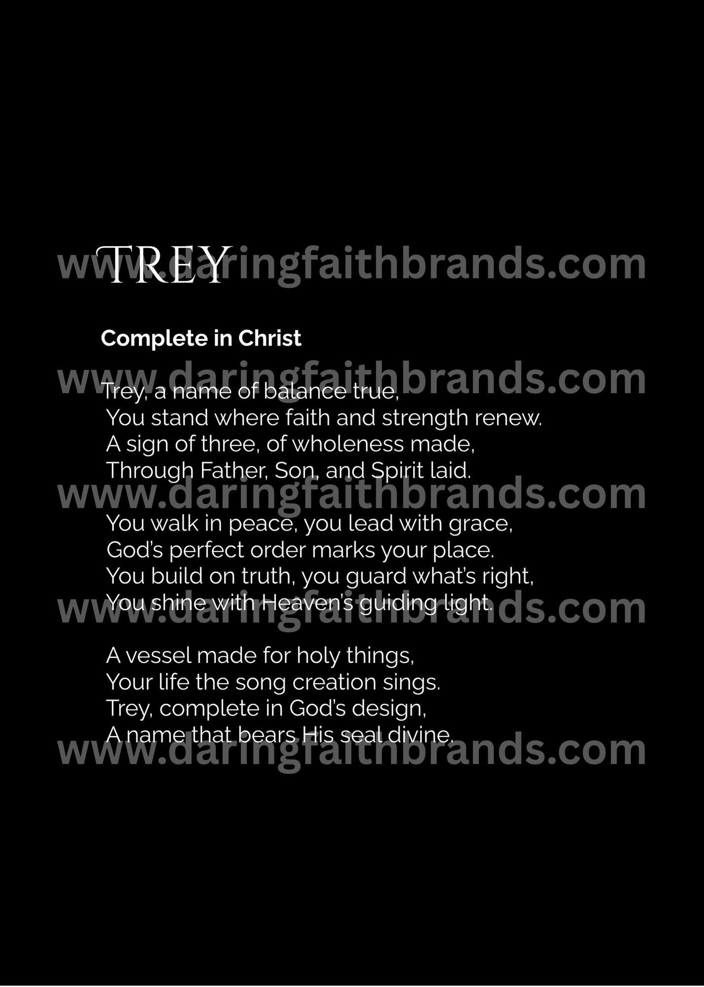 Trey - Name Meaning Poem - Digital Download - STAND OUT FLEXSARAH
