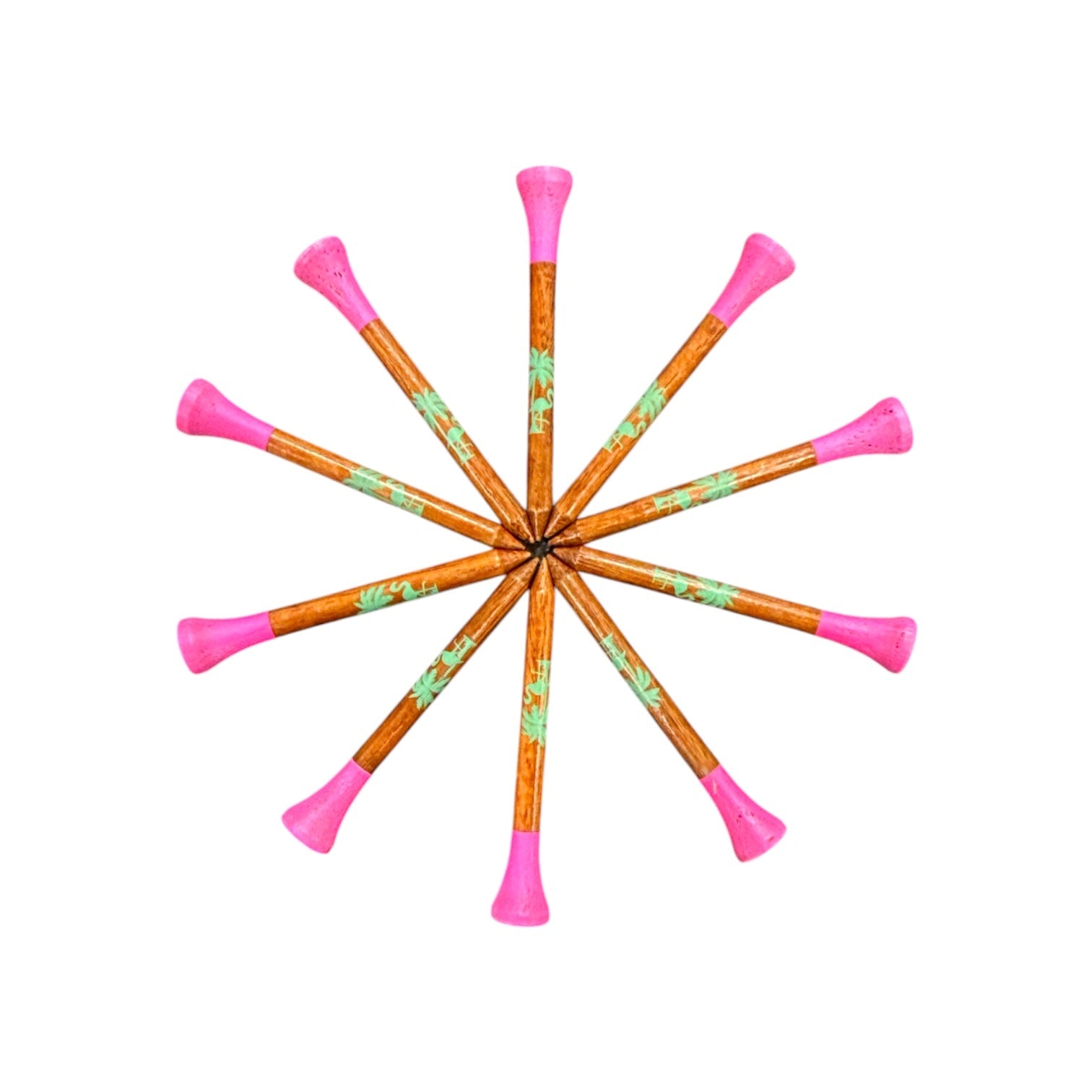 Tropical Pink Premium Wooden Golf Tees | 2 3/4” Standard Size | 45 Pack Set | Durable Painted Wood Tees | Unique Designs - STAND OUT FLEXSARAH