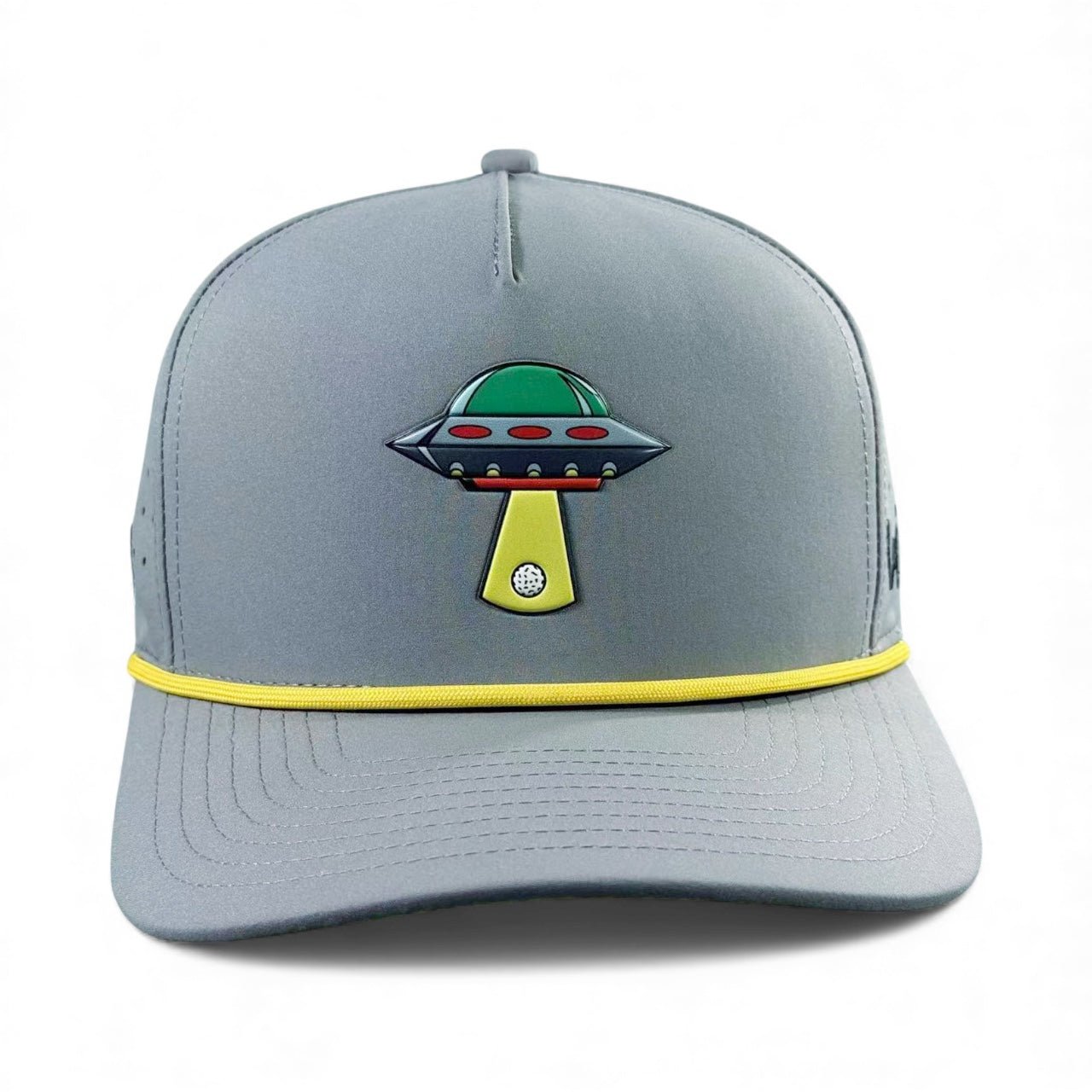 UFO Golf Hat | Snapback Cap | Built-in Magnetic Ball Marker Holder + Marker Included | Adjustable | Alien Gray - STAND OUT FLEXSARAH
