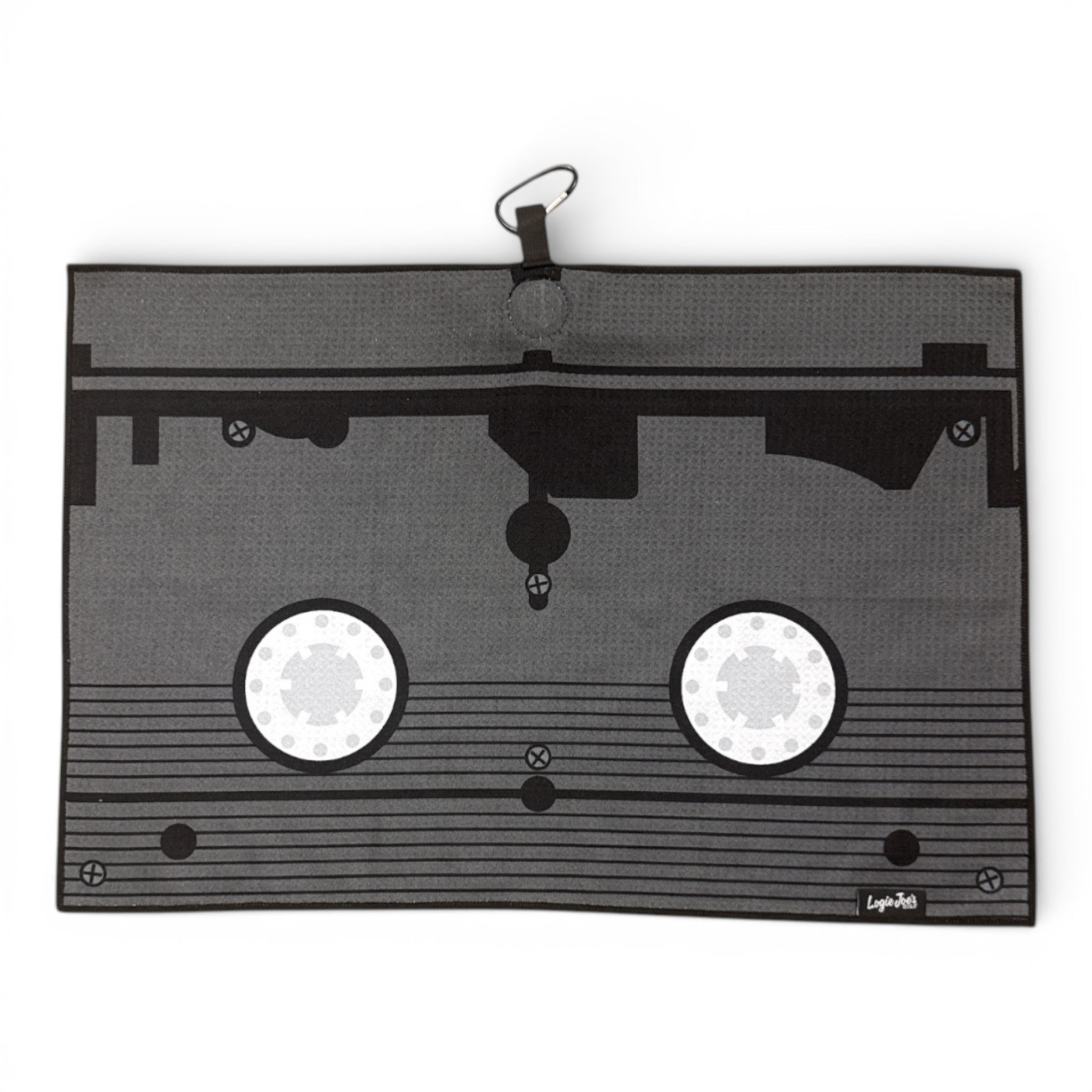 VHS Tape Golf Towel | Premium Double-Sided Microfiber | Heavy-Duty Magnetic Towel with Carabiner Clip | 24 x 16 in - STAND OUT FLEXSARAH