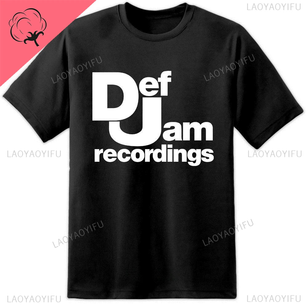 Vintage Printed Mens Clothing DEF JAM Recordings Logo Classic Rap Hip Hop NAS T Shirt Classic High Quality Cotton Woman Tops - STAND OUT FLEXSARAH