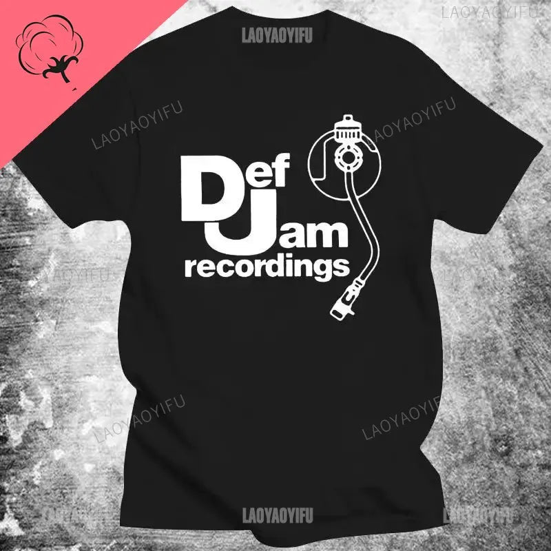 Vintage Printed Mens Clothing DEF JAM Recordings Logo Classic Rap Hip Hop NAS T Shirt Classic High Quality Cotton Woman Tops - STAND OUT FLEXSARAH