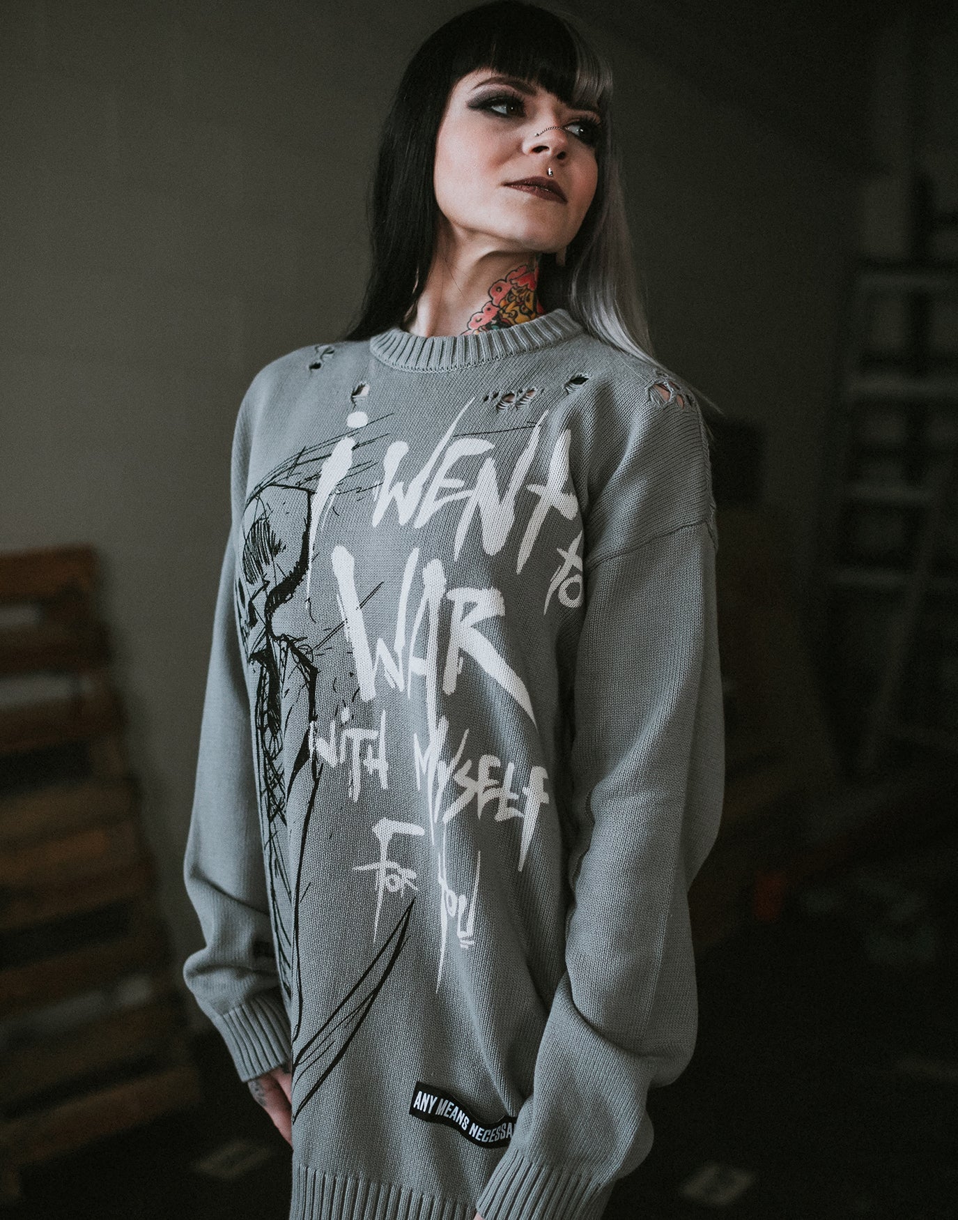 War with Myself Knit Sweater - STAND OUT FLEXSARAH