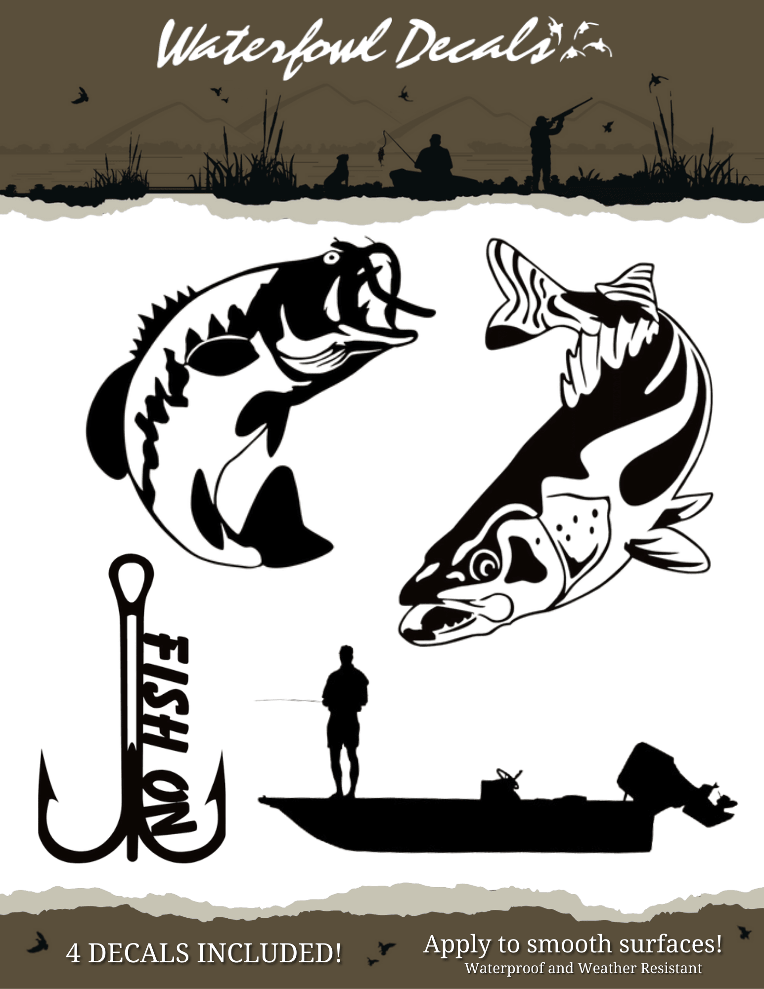 Waterfowl Decals Ultimate 5pc Fishing Stickers - STAND OUT FLEXSARAH