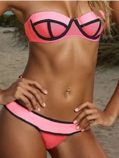 Western Style Sexy Bikini Two Piece Molded Cup Three Point Micro Coverage Set For Women Beach Pool Party Summer Vacation - STAND OUT FLEXSARAH