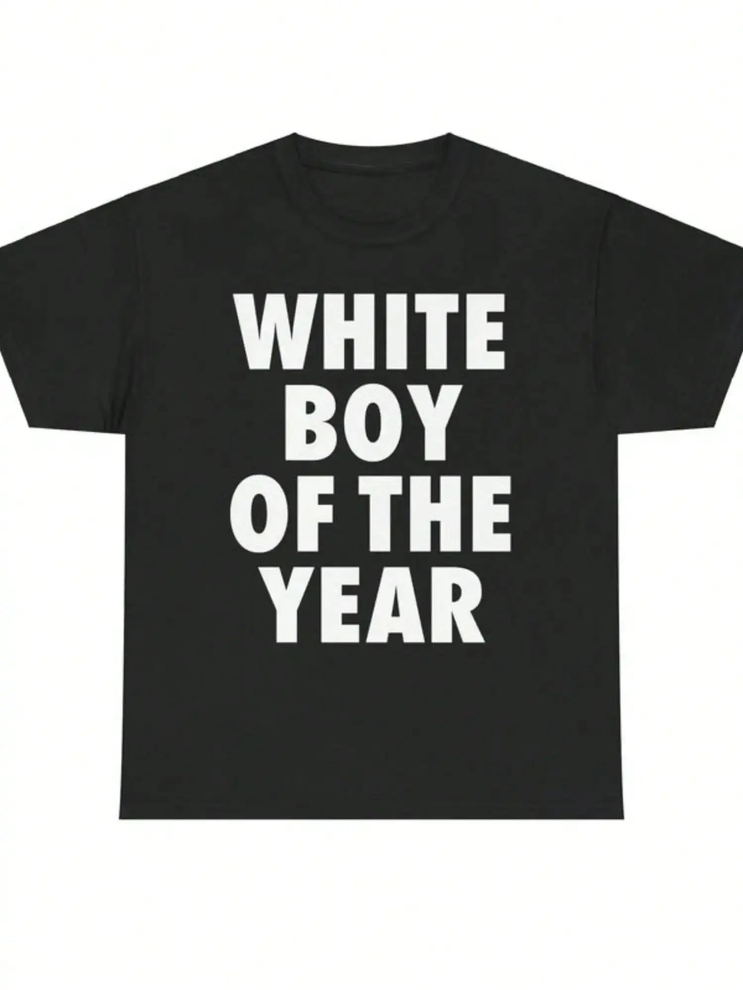 WHITE BOY OF THE YEAR T Shirts Cotton Print Short Sleeve T-shirt Retro Casual Streetwear Vintage Tee Fashion Loose Top Unisex - STAND OUT FLEXSARAH