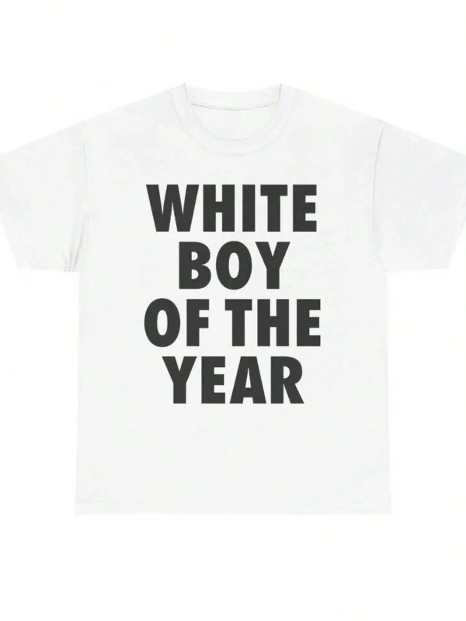 WHITE BOY OF THE YEAR T Shirts Cotton Print Short Sleeve T-shirt Retro Casual Streetwear Vintage Tee Fashion Loose Top Unisex - STAND OUT FLEXSARAH