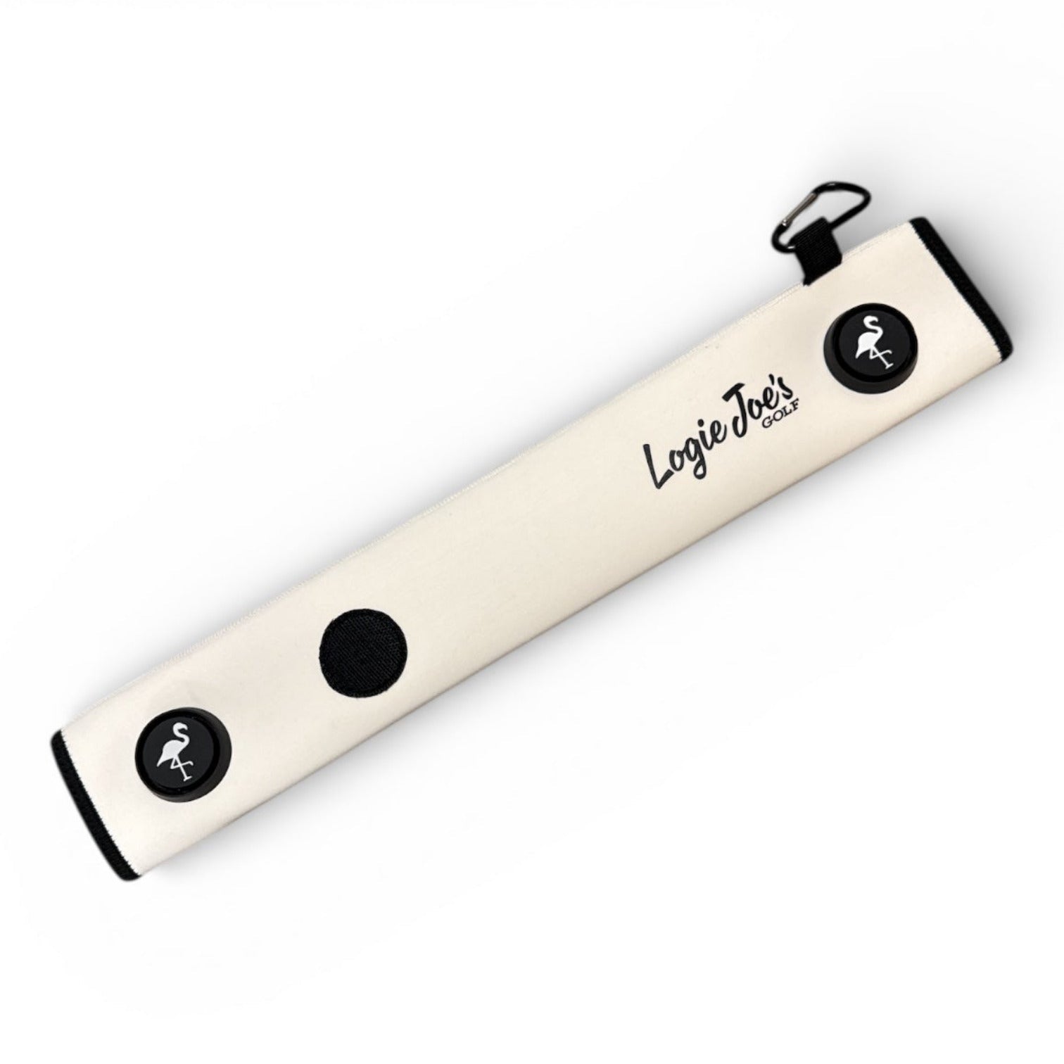 White Magnetic Golf Cart Strap Sleeve | Neoprene Rubber | Dual Accessory Magnets | Glove Holder | Carabiner Bag Attachment | 18.5 x 3.5 in | White - STAND OUT FLEXSARAH
