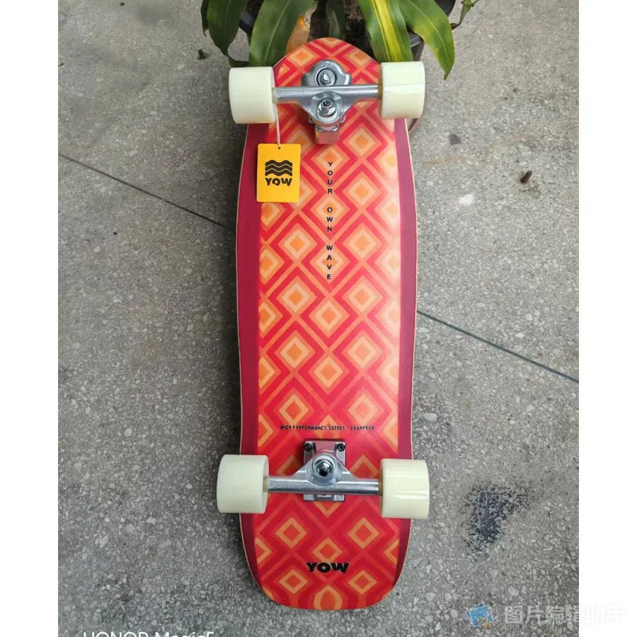 Whole kit YOW land surf skateboard black grids model 32inch has double curvy sides pro good quality - STAND OUT FLEXSARAH