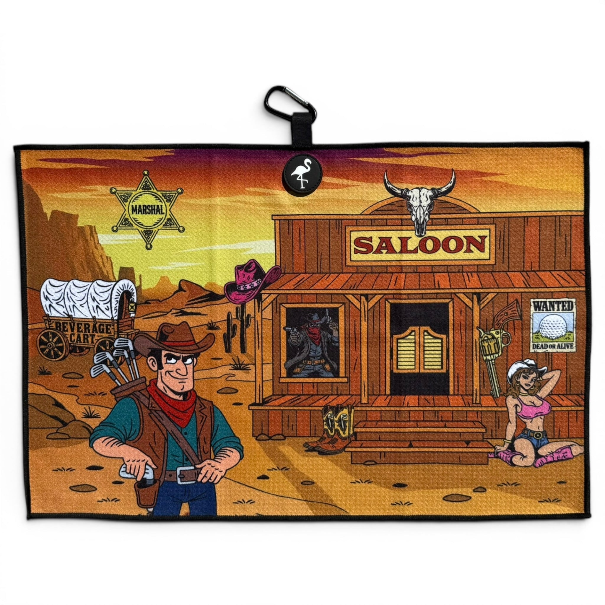 Wild Wild West Golf Towel | 24” x 16” Microfiber Towel | Magnetic Clip & Carabiner | Premium Golf Accessory - STAND OUT FLEXSARAH