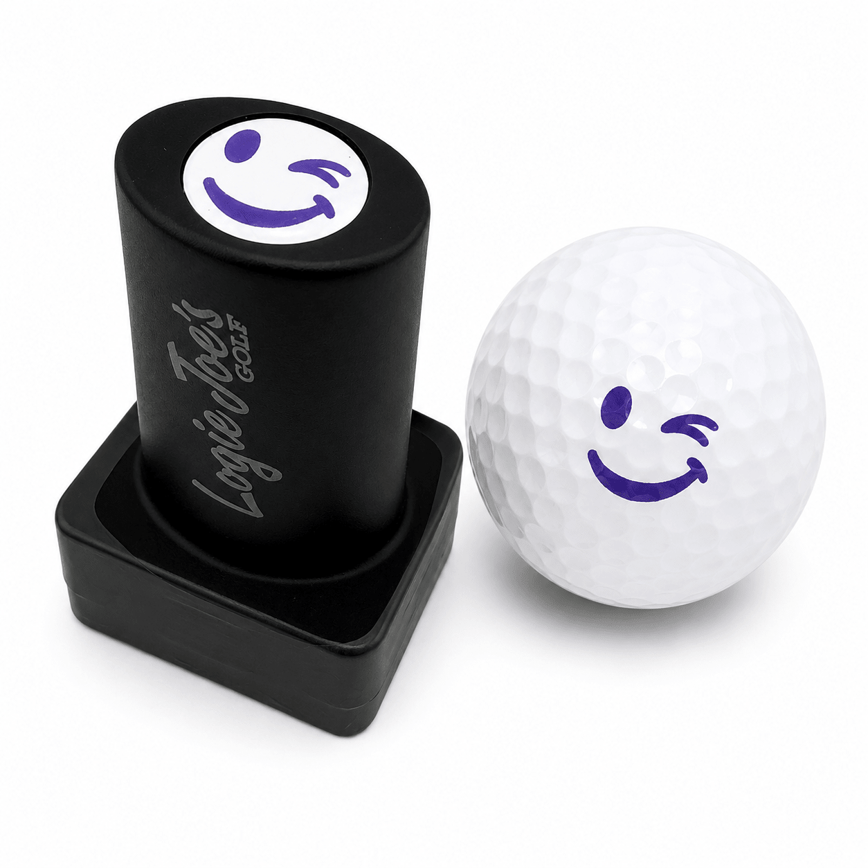Winky Face Golf Ball Stamp | Quick-Dry Ink Stamper | Easy Ball Identification | Fun Golf Gift - STAND OUT FLEXSARAH
