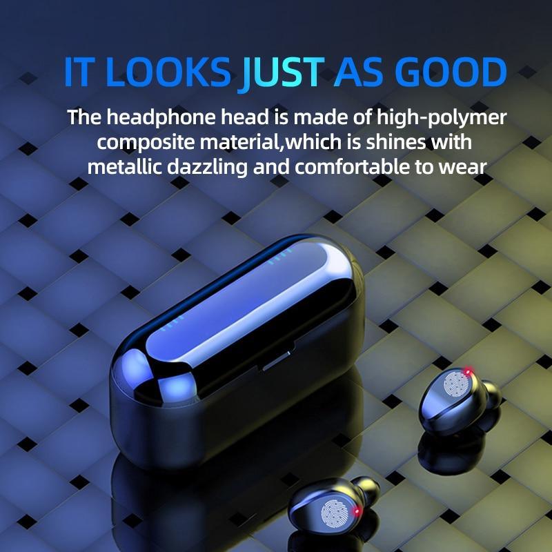 Wireless Headphones Bluetooth 5.0 Earphone TWS HIFI Mini In-ear Sports Running Headset Support iOS/Android Phones HD Call - STAND OUT FLEXSARAH