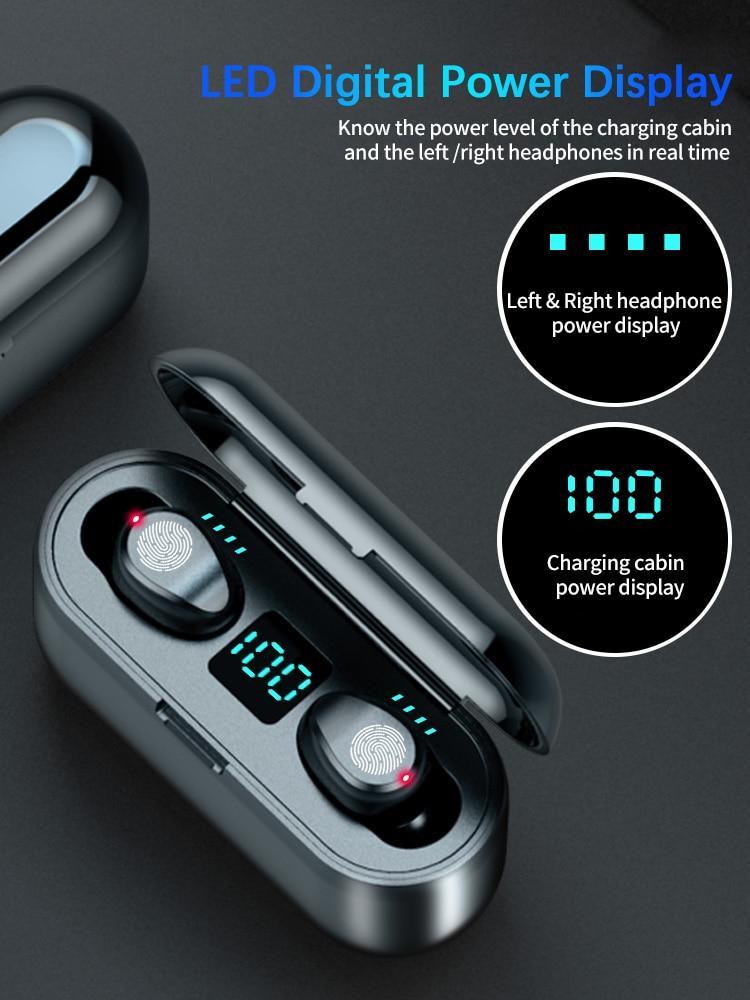 Wireless Headphones Bluetooth 5.0 Earphone TWS HIFI Mini In-ear Sports Running Headset Support iOS/Android Phones HD Call - STAND OUT FLEXSARAH
