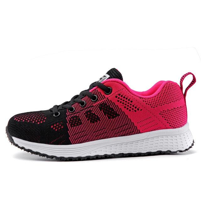 Women Casual Fashion Breathable Walking Mesh Lace Up Flat Sneakers Running Summer Sports Sneakers Fashion Casual Shoe Breathable Mesh Design - STAND OUT FLEXSARAH