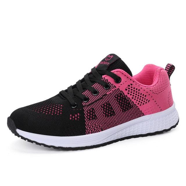 Women Casual Fashion Breathable Walking Mesh Lace Up Flat Sneakers Running Summer Sports Sneakers Fashion Casual Shoe Breathable Mesh Design - STAND OUT FLEXSARAH