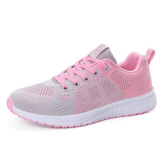Women Casual Fashion Breathable Walking Mesh Lace Up Flat Sneakers Running Summer Sports Sneakers Fashion Casual Shoe Breathable Mesh Design - STAND OUT FLEXSARAH