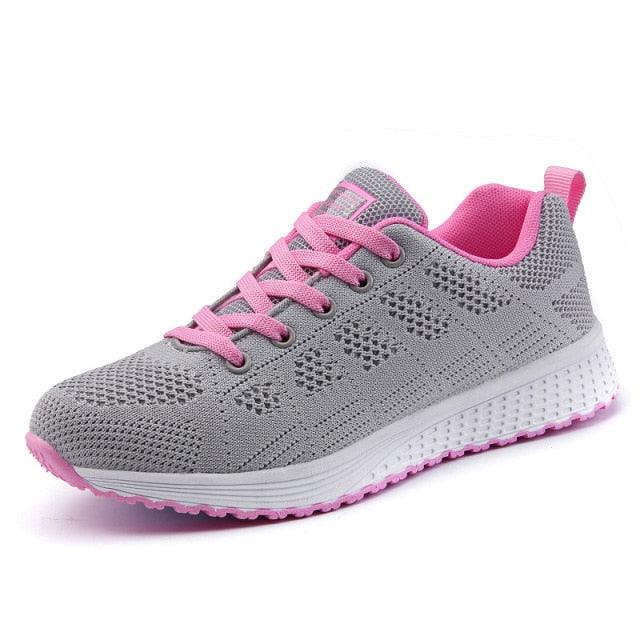 Women Casual Fashion Breathable Walking Mesh Lace Up Flat Sneakers Running Summer Sports Sneakers Fashion Casual Shoe Breathable Mesh Design - STAND OUT FLEXSARAH