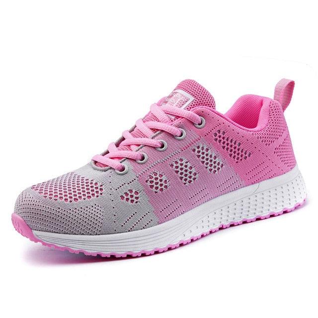 Women Casual Fashion Breathable Walking Mesh Lace Up Flat Sneakers Running Summer Sports Sneakers Fashion Casual Shoe Breathable Mesh Design - STAND OUT FLEXSARAH