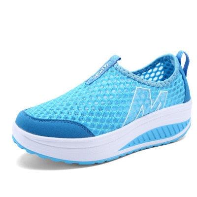 Women Casual Sneakers Sport Fashion Height Increasing Woman Breathable Air Mesh Sneakers Platform Tennis Walking Sneakers Comfortable Lightweight Casual Fitness Shoes - STAND OUT FLEXSARAH