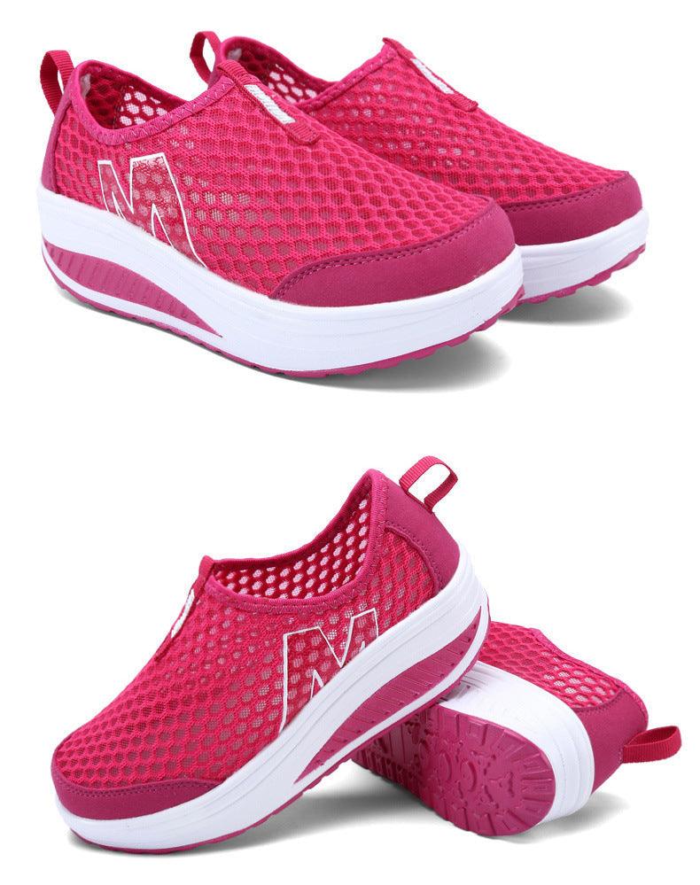 Women Casual Sneakers Sport Fashion Height Increasing Woman Breathable Air Mesh Sneakers Platform Tennis Walking Sneakers Comfortable Lightweight Casual Fitness Shoes - STAND OUT FLEXSARAH