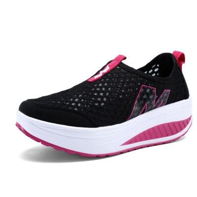 Women Casual Sneakers Sport Fashion Height Increasing Woman Breathable Air Mesh Sneakers Platform Tennis Walking Sneakers Comfortable Lightweight Casual Fitness Shoes - STAND OUT FLEXSARAH