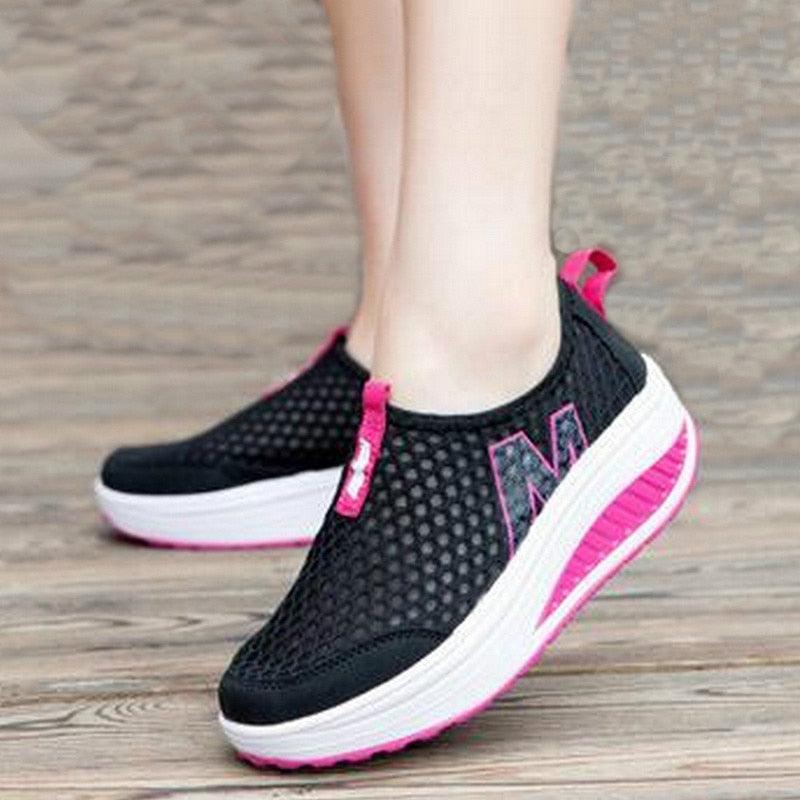 Women Casual Sneakers Sport Fashion Height Increasing Woman Breathable Air Mesh Sneakers Platform Tennis Walking Sneakers Comfortable Lightweight Casual Fitness Shoes - STAND OUT FLEXSARAH