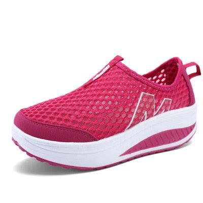 Women Casual Sneakers Sport Fashion Height Increasing Woman Breathable Air Mesh Sneakers Platform Tennis Walking Sneakers Comfortable Lightweight Casual Fitness Shoes - STAND OUT FLEXSARAH