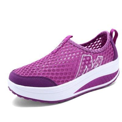 Women Casual Sneakers Sport Fashion Height Increasing Woman Breathable Air Mesh Sneakers Platform Tennis Walking Sneakers Comfortable Lightweight Casual Fitness Shoes - STAND OUT FLEXSARAH