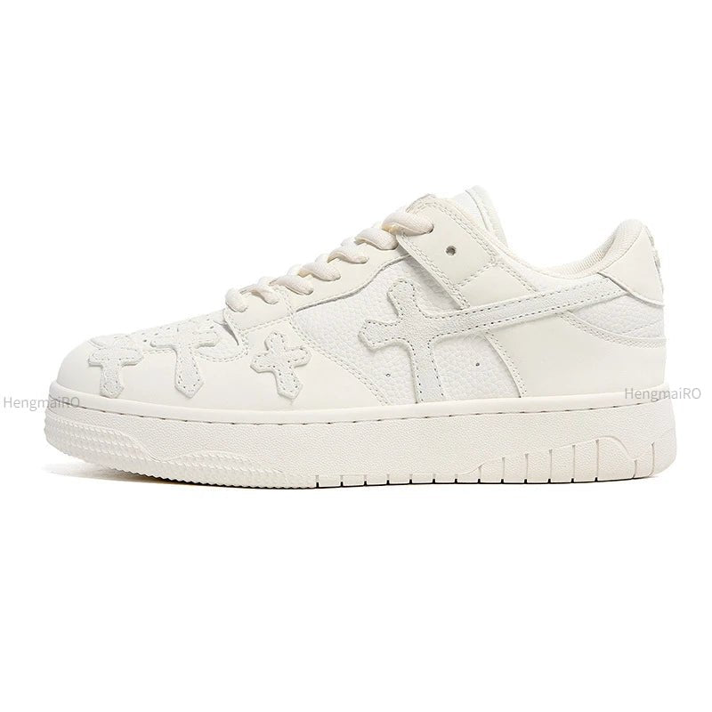 Women Shoes Retro Fashion Cross Pattern Skateboard Shoes Men Breathable Punk Hip Hop Casual Shoes Couple Student Sport Sneakers - STAND OUT FLEXSARAH