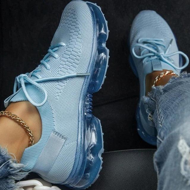 Women Trendy Sneakers Fashion Cushion Lace Up Running Sport Sneakers Outdoor Sport Shoes Spring Summer Couple Cushion Flats Training Running Breathable Sneakers - STAND OUT FLEXSARAH