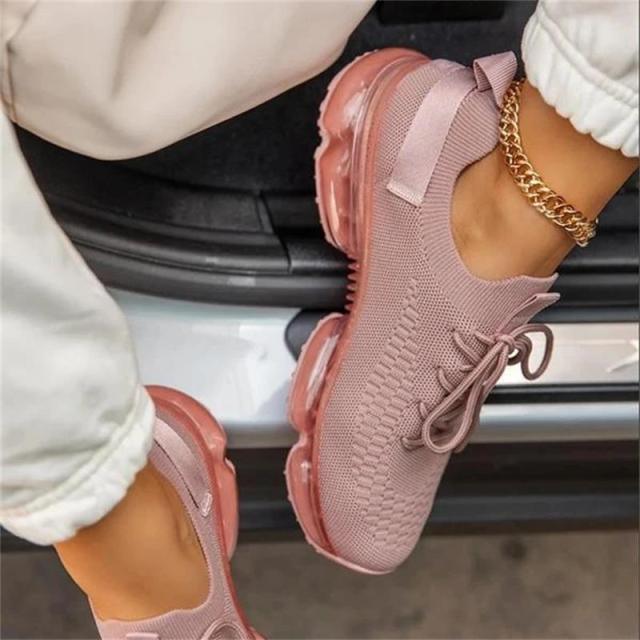Women Trendy Sneakers Fashion Cushion Lace Up Running Sport Sneakers Outdoor Sport Shoes Spring Summer Couple Cushion Flats Training Running Breathable Sneakers - STAND OUT FLEXSARAH