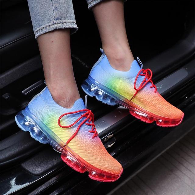 Women Trendy Sneakers Fashion Cushion Lace Up Running Sport Sneakers Outdoor Sport Shoes Spring Summer Couple Cushion Flats Training Running Breathable Sneakers - STAND OUT FLEXSARAH
