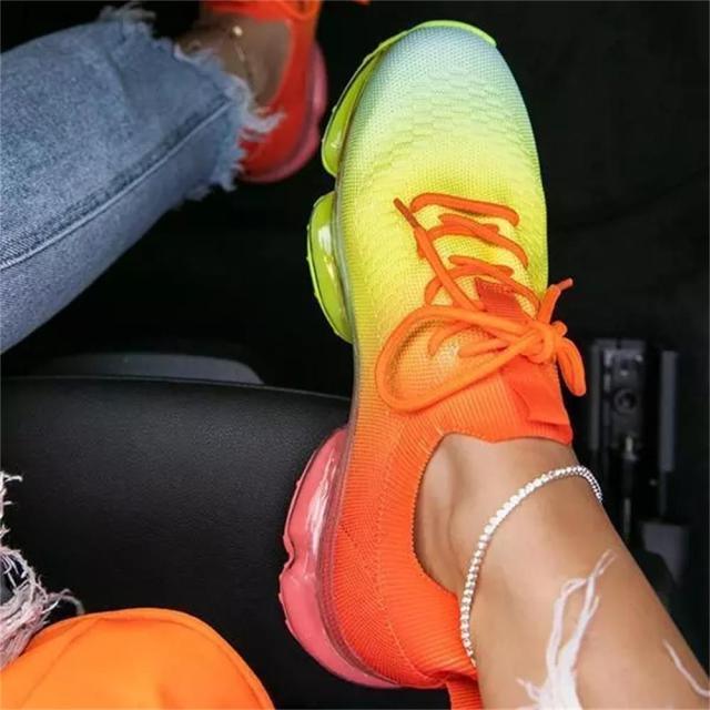 Women Trendy Sneakers Fashion Cushion Lace Up Running Sport Sneakers Outdoor Sport Shoes Spring Summer Couple Cushion Flats Training Running Breathable Sneakers - STAND OUT FLEXSARAH
