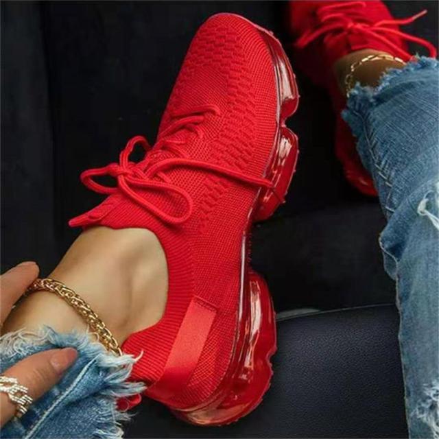 Women Trendy Sneakers Fashion Cushion Lace Up Running Sport Sneakers Outdoor Sport Shoes Spring Summer Couple Cushion Flats Training Running Breathable Sneakers - STAND OUT FLEXSARAH